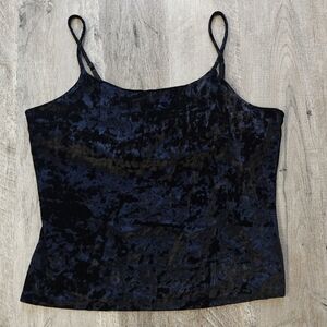 Express Crushed Velvet Black Camisole Top
